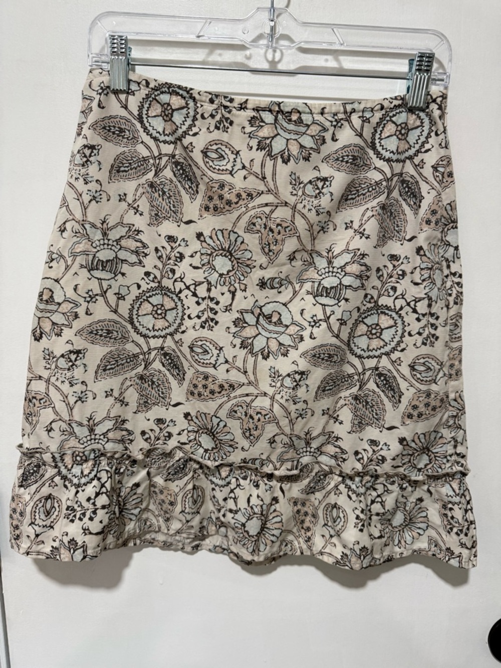 LOFT Cream Floral Mini Skirt with Ruffle Hem-#1429